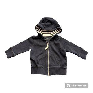 2-pack of Baby Zip-up Hoodies - 1 Black, 1 Blue/Gray/White Striped (3-6M)